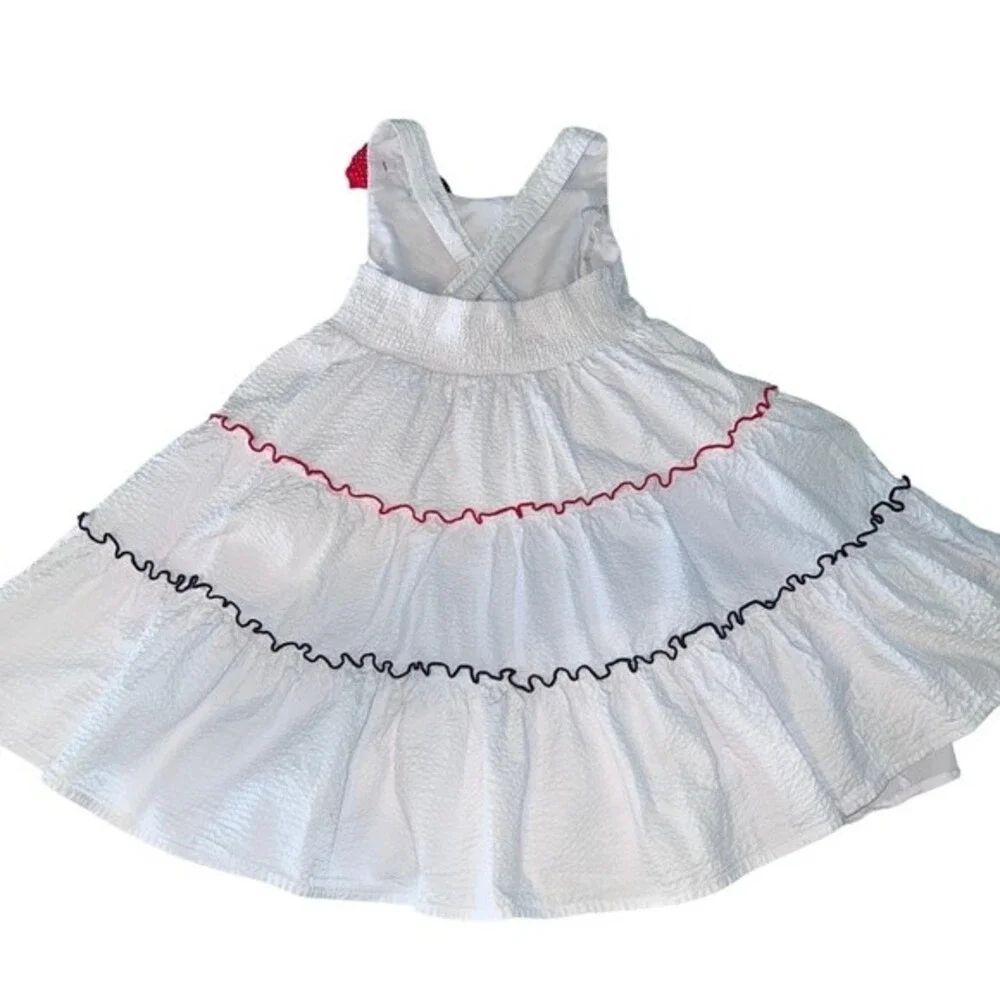 Tahari Sundress Red White Blue Criss Cross Back 4th July Patriotic Summer